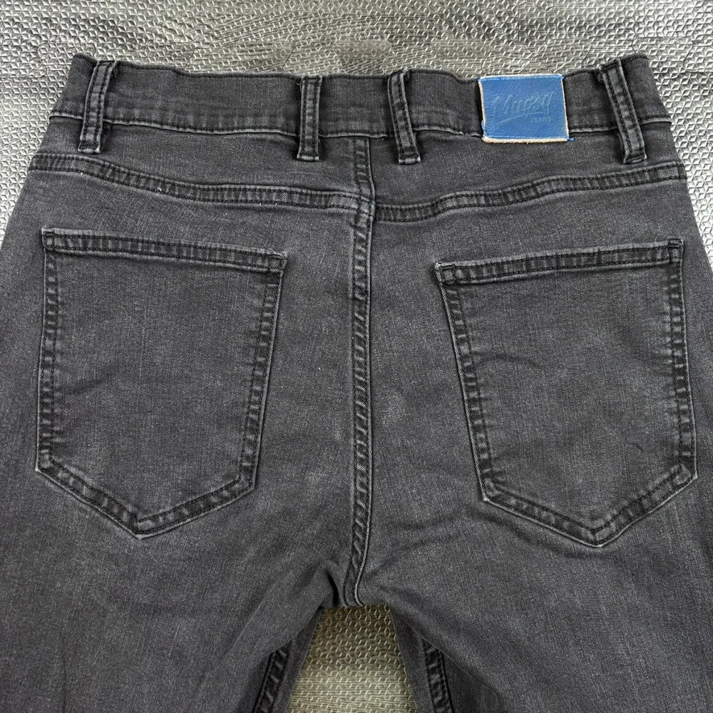 Mugsy Jeans Mens 30x30 (fits 30x29) Black Squid Inks Stretch Slim Straight Denim